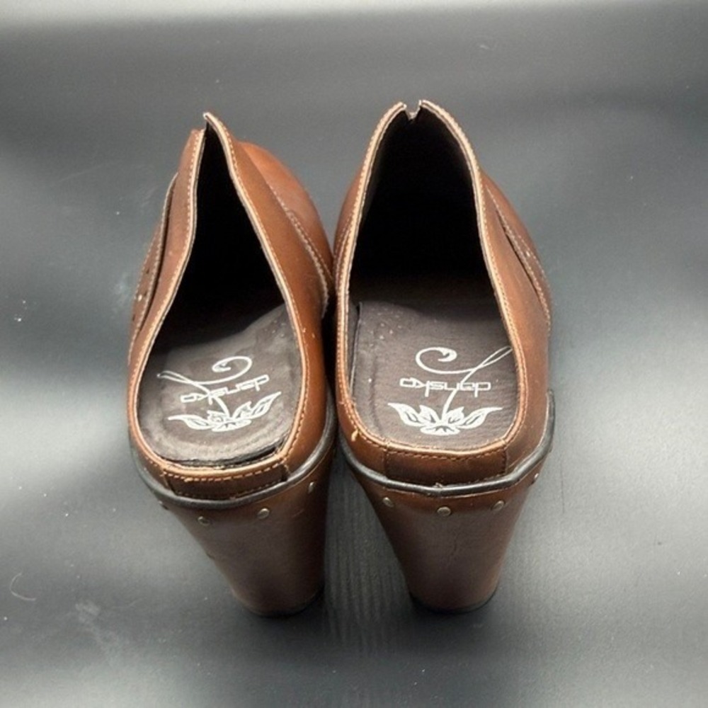 Dansko Women Brown Leather Wedge Mule Clogs Size 40 EU 9.5 10 - Picture 6 of 8